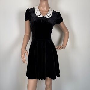 Hell bunny black velvet moon stars mini velvet dress
